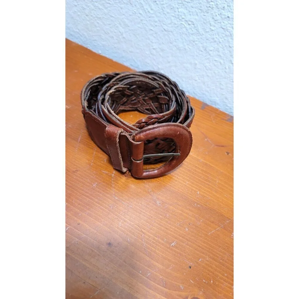 Vintage Braided Leather Belt Made In Turkey Size M‎